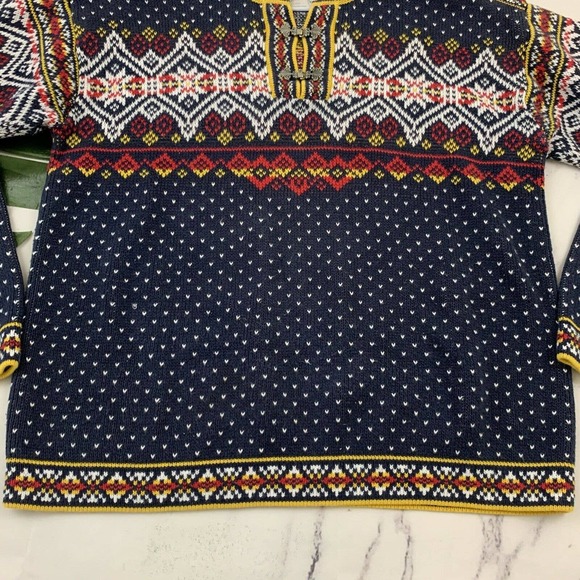 Hanna Andersson Womens Fair Isle Nordic Pullover Sweater Size XS Blue Yellow - Picture 5 of 11